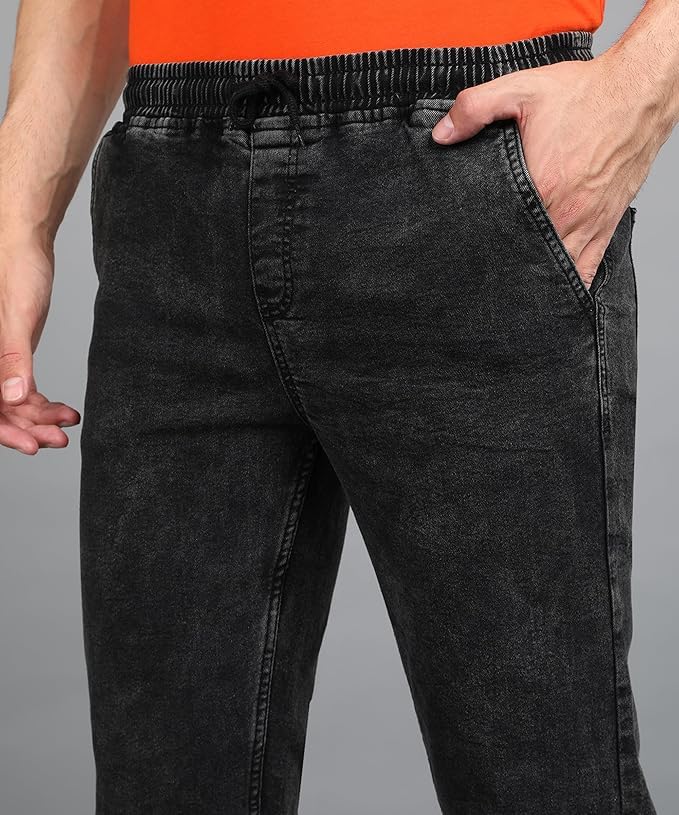 Image of Urbano Fashion Men Mid Rise Regular Fit Washed Jogger Jeans Stretchable