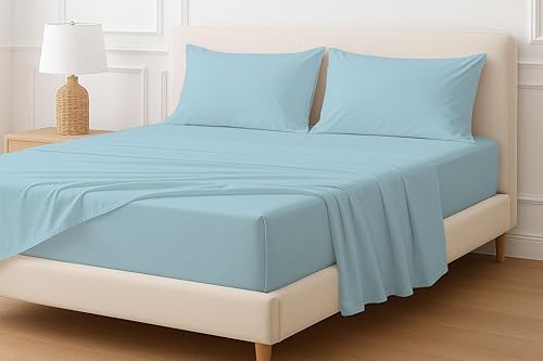 Sábanas extra profundas, sábanas de algodón, 100% algodón, sábana bajera de bolsillo extra profundo de 22 pulgadas con elástico en todo el contorno