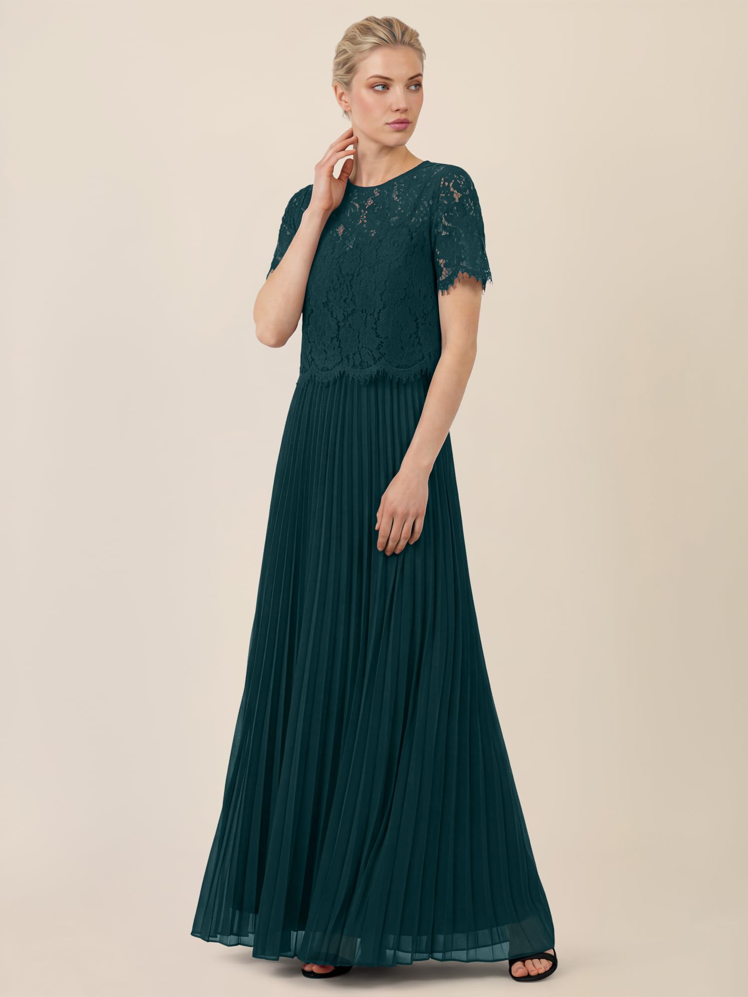 APART Abendkleid mit Spitzenjacke mit Spitzenoberteil und Plisseerock,
