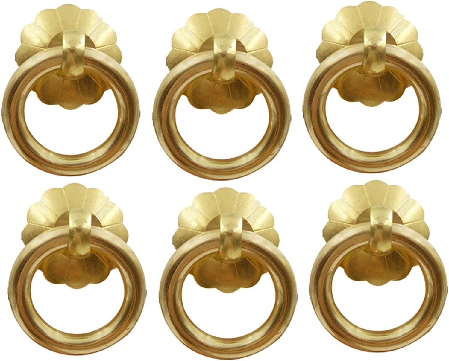 Set di 6 maniglie per cassetti in ottone vintage, eleganti maniglie ad anello per mobili da cucina, cassettiere in legno, decorazioni per la casa, pomelli in stile antico, ideali per il restauro di