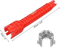 Vista 2 de PATIKIL Instalador de grifo y fregadero, llave multiusos 5 en 1, herramienta de fontanería para inodoro y lavabo, color rojo