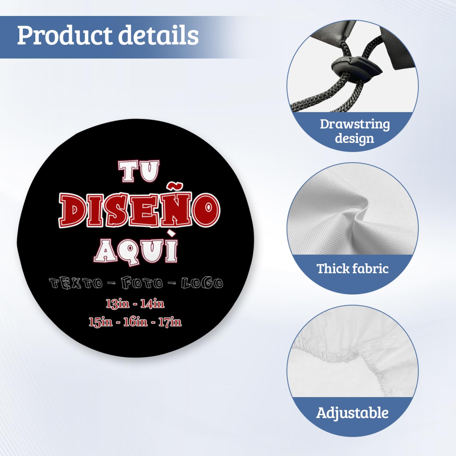 Funda Rueda Repuesto Personalizada Diseña su Foto/Logo/Texto Funda de Rueda 4x4 Personalizado de Repuesto Impermeables, a Prueba de Polvo para remolques campistas,RV,SUV