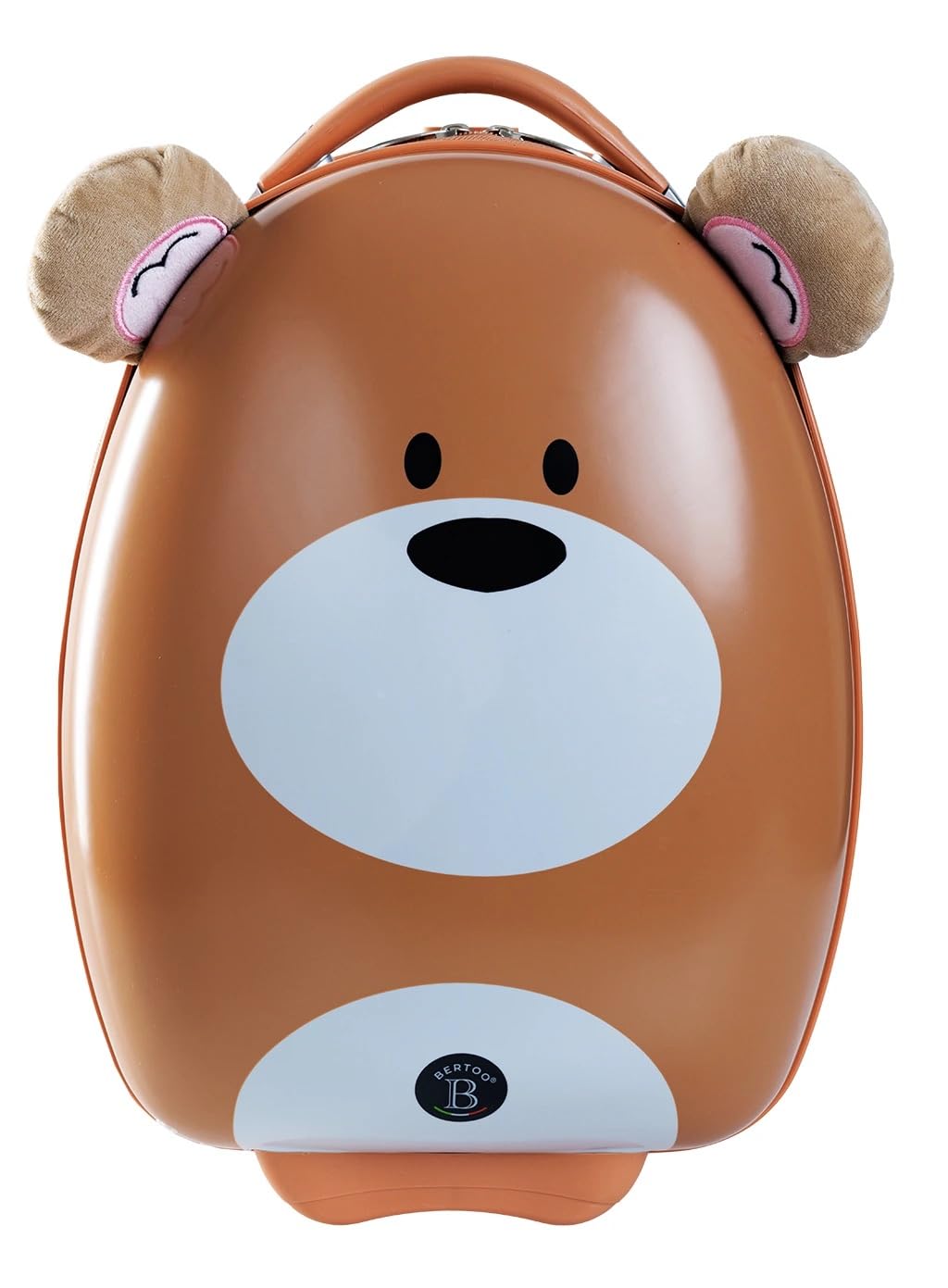 BERTOO Valigia da viaggio per bambini Orso 25L, design simpatico a forma di orso con orecchie di peluche, bagaglio rigido leggero in ABS+PC, marrone