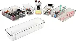 Kit Organizador Gavetas Modular 6 Peças Acrílico - Divisor Ajustável 15-24cm Transparente