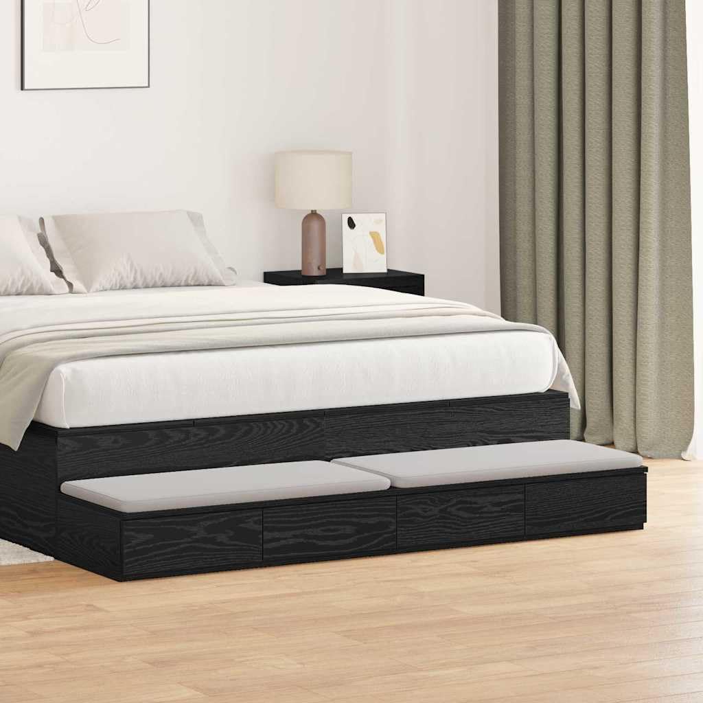 Cajones de cama roble negro 160 cm para mesitas de noche y mobiliario moderno