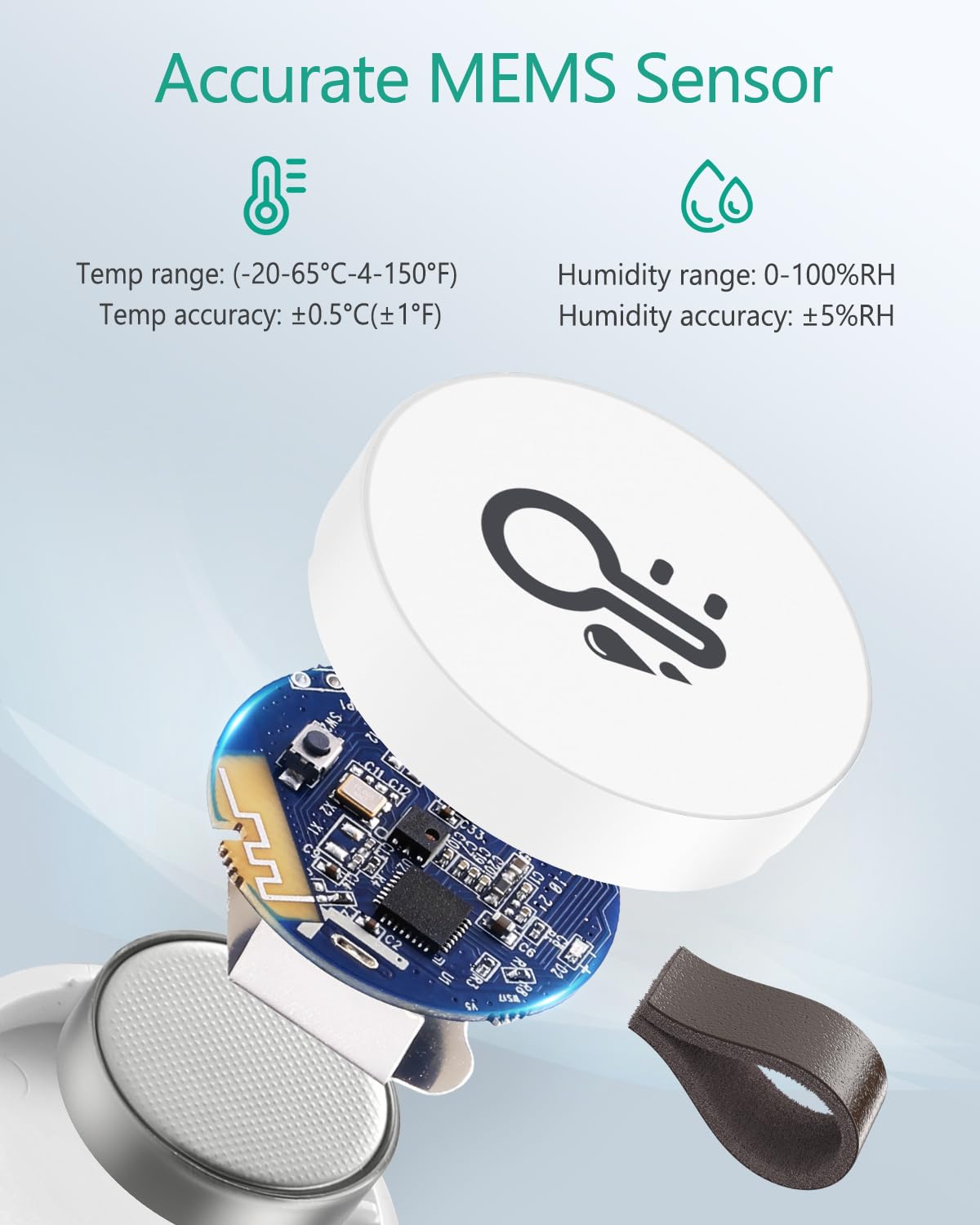Exploded view of ORIA sensor showing MEMS sensor and battery