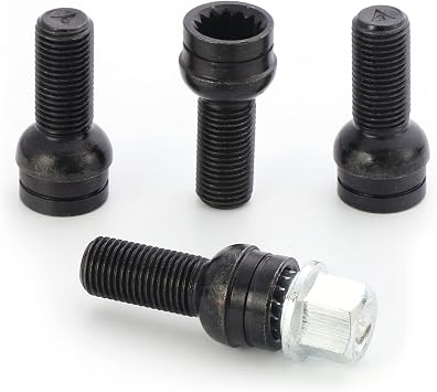 4 Pcs Locking Wheel Nut Set, M14*1.5MM Black Steel Wheel Bolt & Lock Lug Nut Set with Key M14*1.5MM