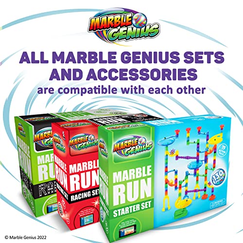 Marble Genius Marble Run - Maze Track Or Race Game For Adults, Teens, Toddlers, Or Kids Aged 4-8 Years Old, 130 Complete Pieces (80 Translucent Marbulous Pieces + 50 Glass-Marble Set), Starter Set #TOP7
