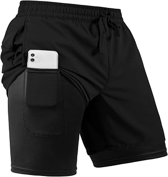 Tyzrdnac Men's 2 in 1 Athletic Quick Dry Shorts,Running Lightweight,Sweat Wicking Gym Workout Elastic Short