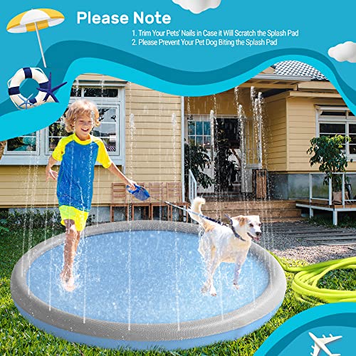 Niubya Splash Pad For Dogs And Kids, Thicken Sprinkler Pad Pool Summer Water Toys For Toddlers, Pet Water Play Toy Wading Pool Mat, Fun Outdoor Garden Lawn Backyard Play Mat, 95 Inch #TOP6
