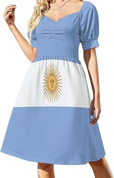 Elegant Casual Argentina Flag Dress for Women Girls Summer Sun Beach L