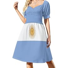 Elegant Casual Argentina Flag Dress for Women Girl's Summer Sun Beach L