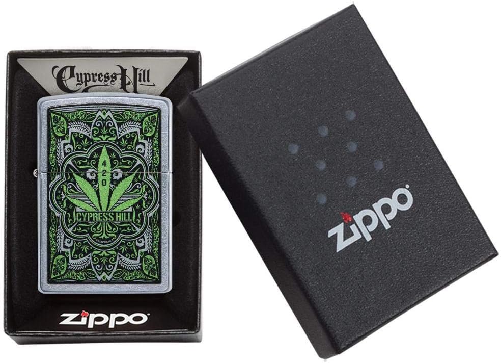 Zippo Lighter - Personalized Custom Message Engraved on Back for Leaf Designs Windproof Zippo Lighter (Cypress Hill 49010)