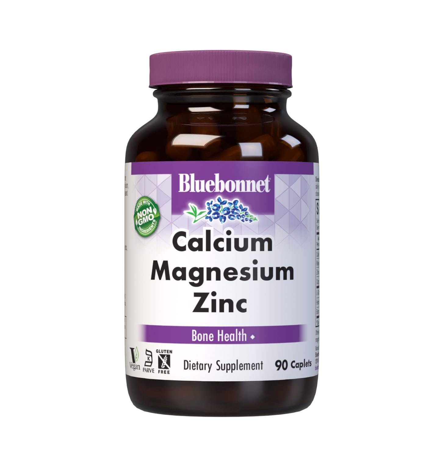 Bluebonnet Calcium Magnesium Zinc Caplets, 90 Count Unflavor 90 Count (Pack of 1)