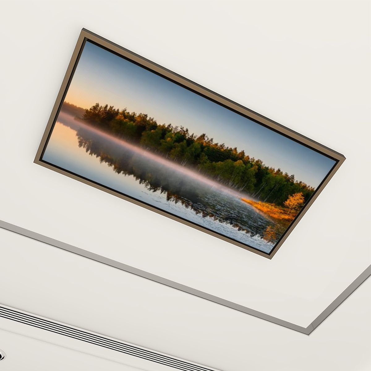 Fluorescent Light Covers for Ceiling Lights Morning Lake Fog Autumn Colors Easy to Install Magnetic Light Filter for Classroom Office Hospitals School Home Decor