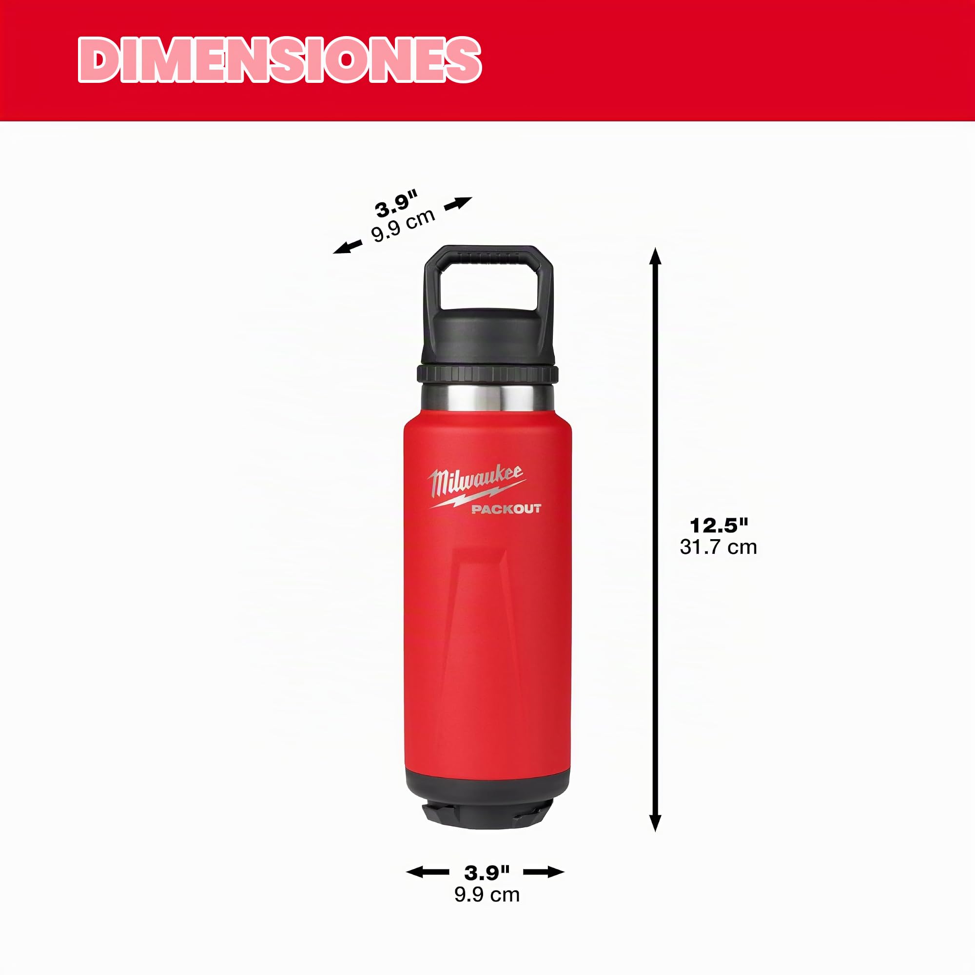 Milwaukee Packout 48-22-8397R - Botella térmica de 1064 ml (rojo)