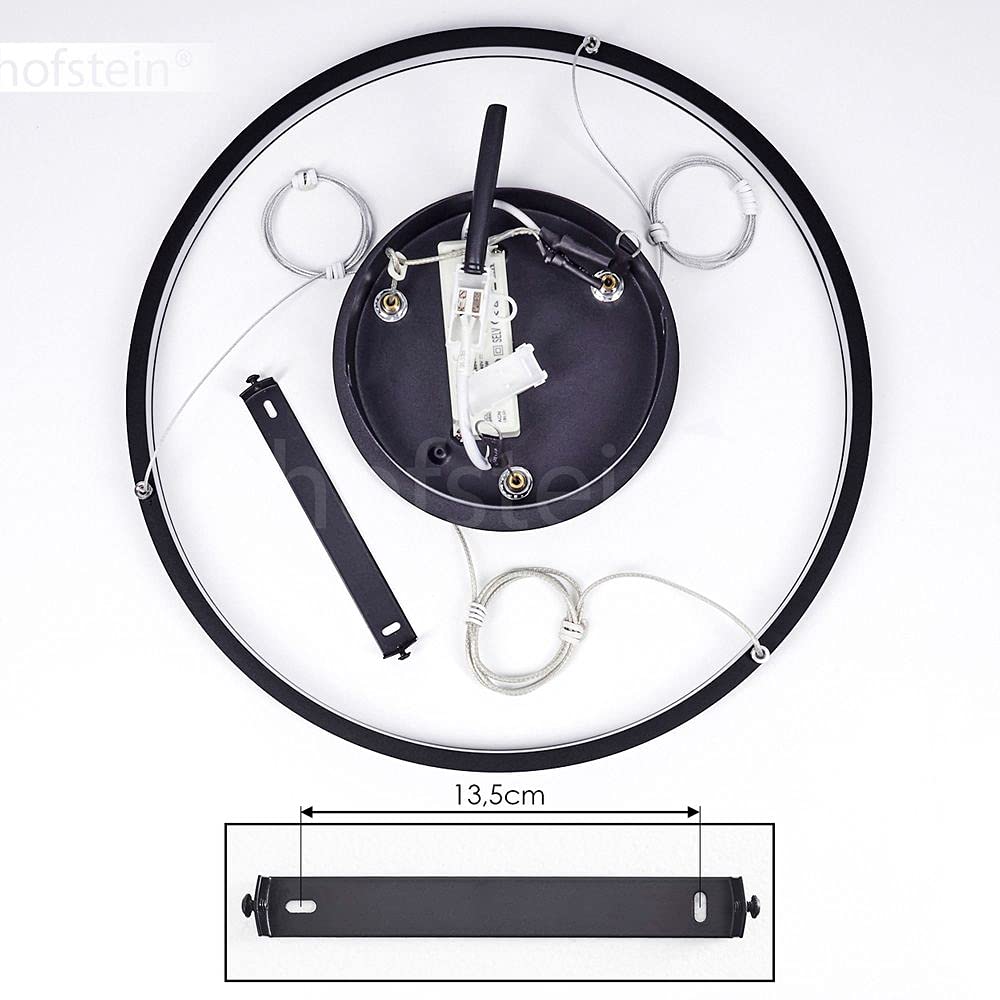 LED Hängeleuchte Calcium, moderne Deckenlampe aus Metall in schwarz und weißem Kunststoff, runde Deckenleuchte, 1 x LED 19 Watt, 800 Lumen, 3000 Kelvin