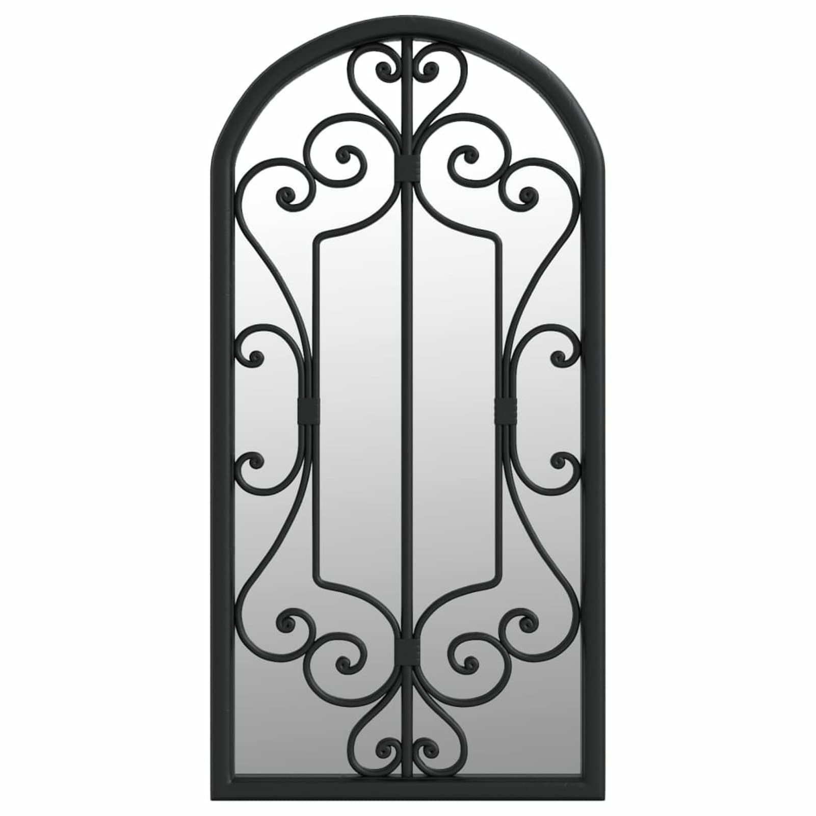Homgoday Miroir de jardin en fer noir pour usage extérieur 70 x 30 cm Miroir décoratif mural Miroir de fenêtre en métal pour salon chambre entrée style moderne