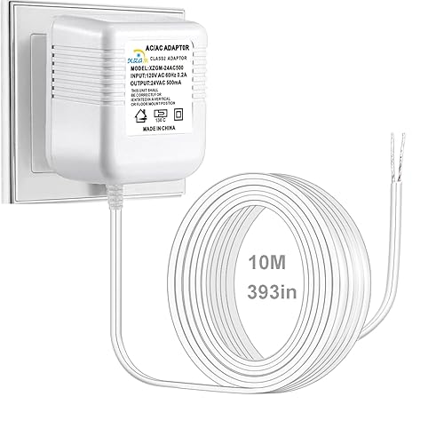 Transformador de 24 voltios, fuente de alimentación de 500 mA, adaptador de cable C de 393 pulgadas32.8 ft de longitud de cable para todas las