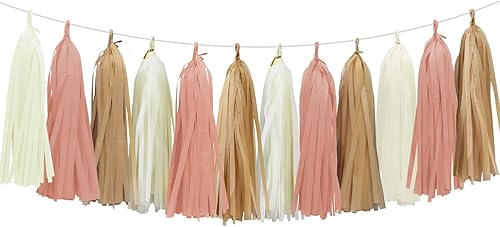 Miniatura 8 de Guirnalda de borlas verde salvia para decoración de baby shower, decoración retro verde para fiestas, safari, cumpleaños, 15 unidades