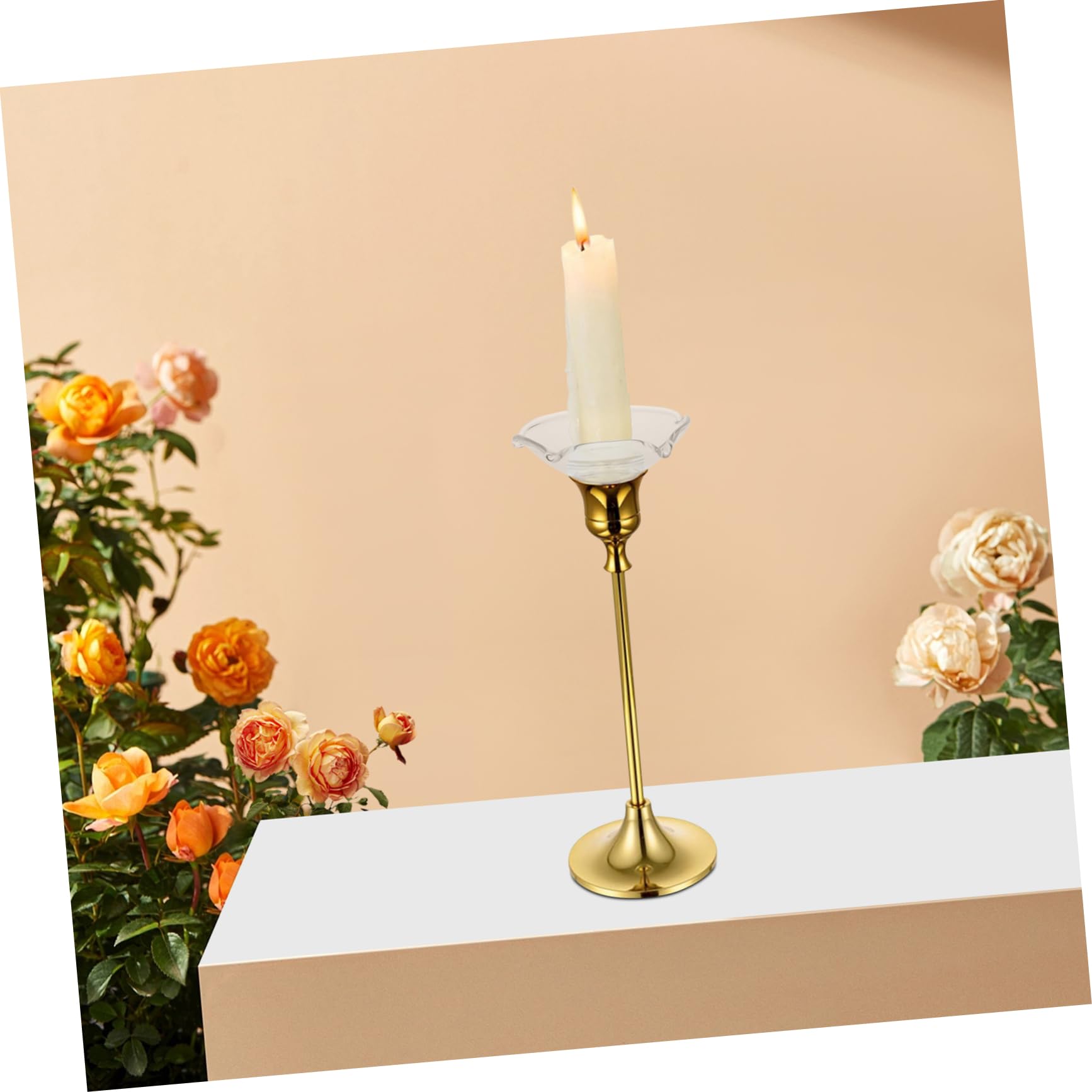 HEALLILY 12pcs Elegante Vetro Trasparente Candela Drip Catcher Protezione Cera Decorativa per Candele Coniche per la Decorazione Domestica Ristoranti e Alberghi Pulizia senza sforzo Protezione