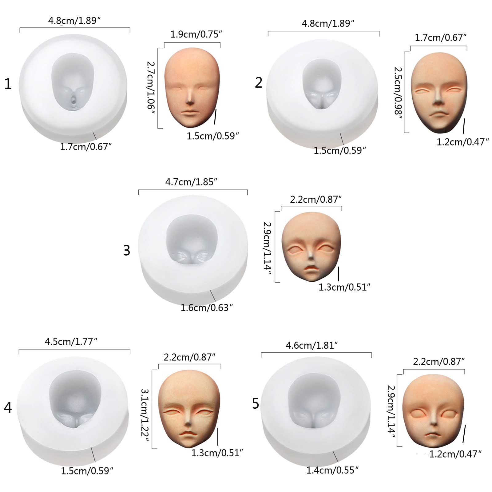 Silikonform Für Schokolade & Süßigkeiten – 3D Puppengesicht, Ca. 4–8 Cm, Für Backen, Resin & Ton