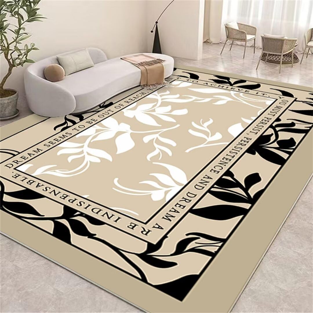 Tapis enfant fille noir 50x80 cm imprimé végétal pour salon