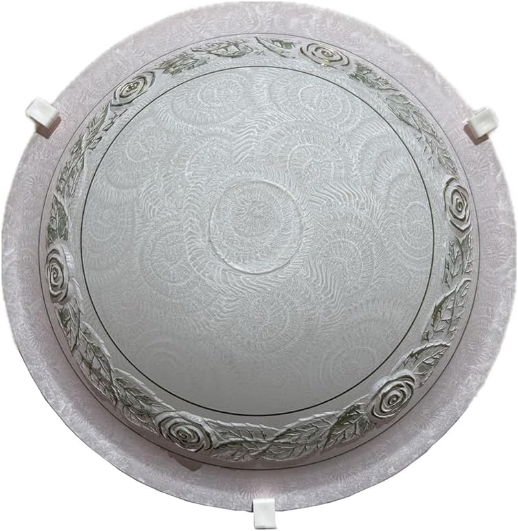 Generico Plafoniera da soffitto classica in vetro rotonda decorata rosa