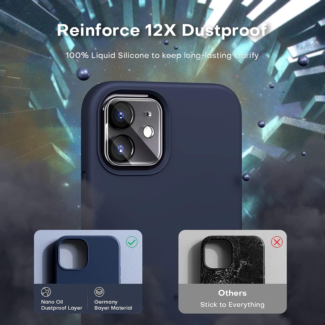 TOCOL [5 in 1 for iPhone 12 Case, for iPhone 12 Pro Case, with 2 Pack Screen Protector + 2 Pack Camera Lens Protector, Silicone Shockproof Phone Case [Anti-Scratch] [Drop Protection], Blue - Image 7