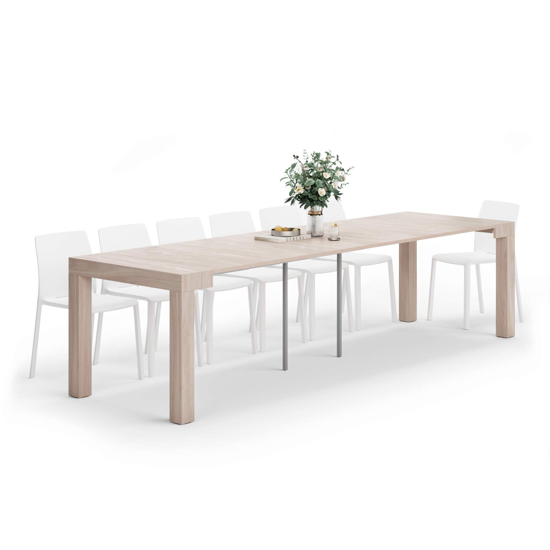 Mobili Fiver, First, Extendable Console Table 17.7(120) x35.4 in, Pearled Elm, Made in Italy