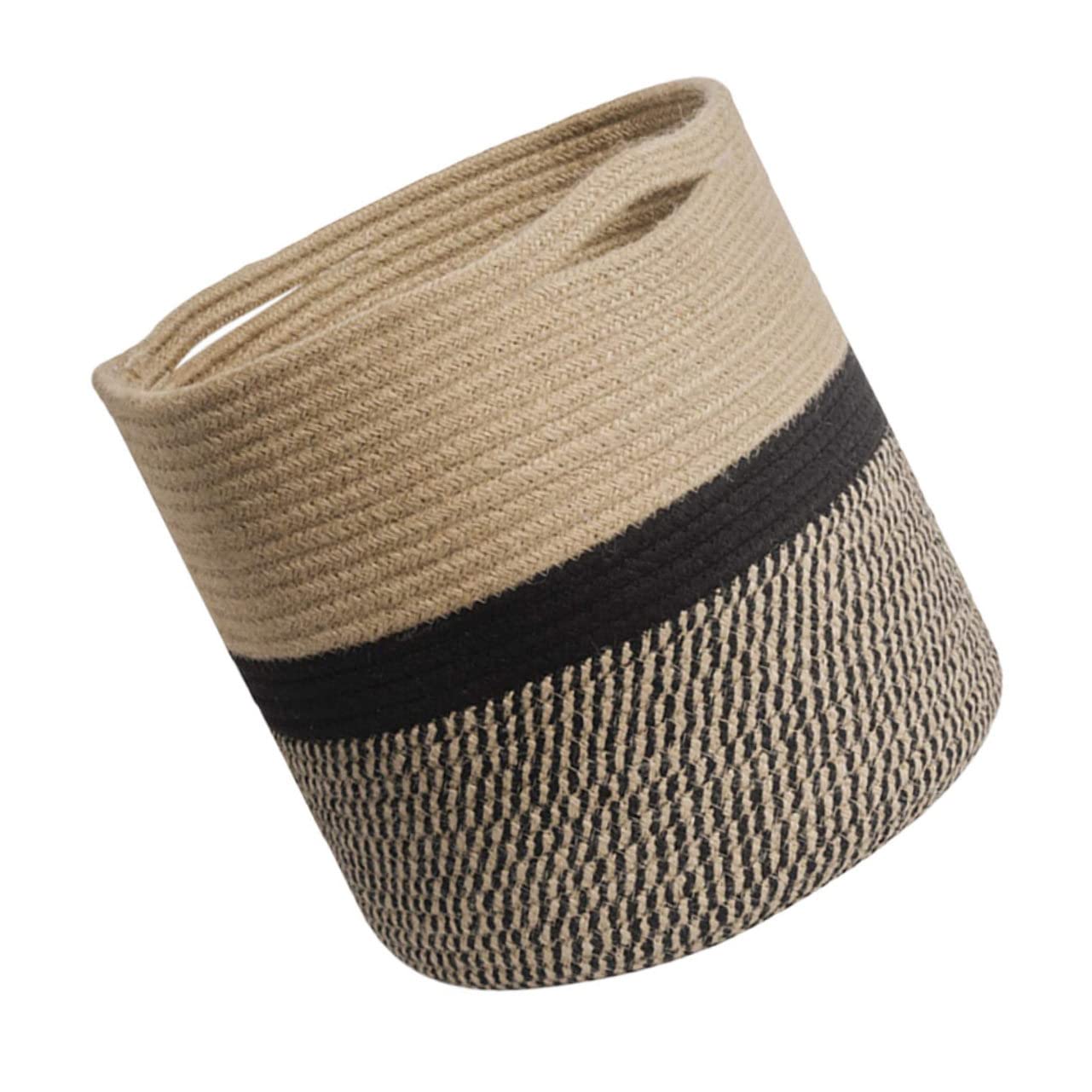 Alipis Runder Aufbewahrungskorb aus Baumwolle, 1 Stück, 30cm, Gelb Schwarz | Geflochtenes Design, Vielseitig Nutzbar, Große Kapazität, Erscheinungsbild