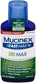 Fast-Max Maximum Strength DM MAX, Symptom Relief, Cough Suppressant, Expectorant, 6 FL OZ (Pack of 6)
