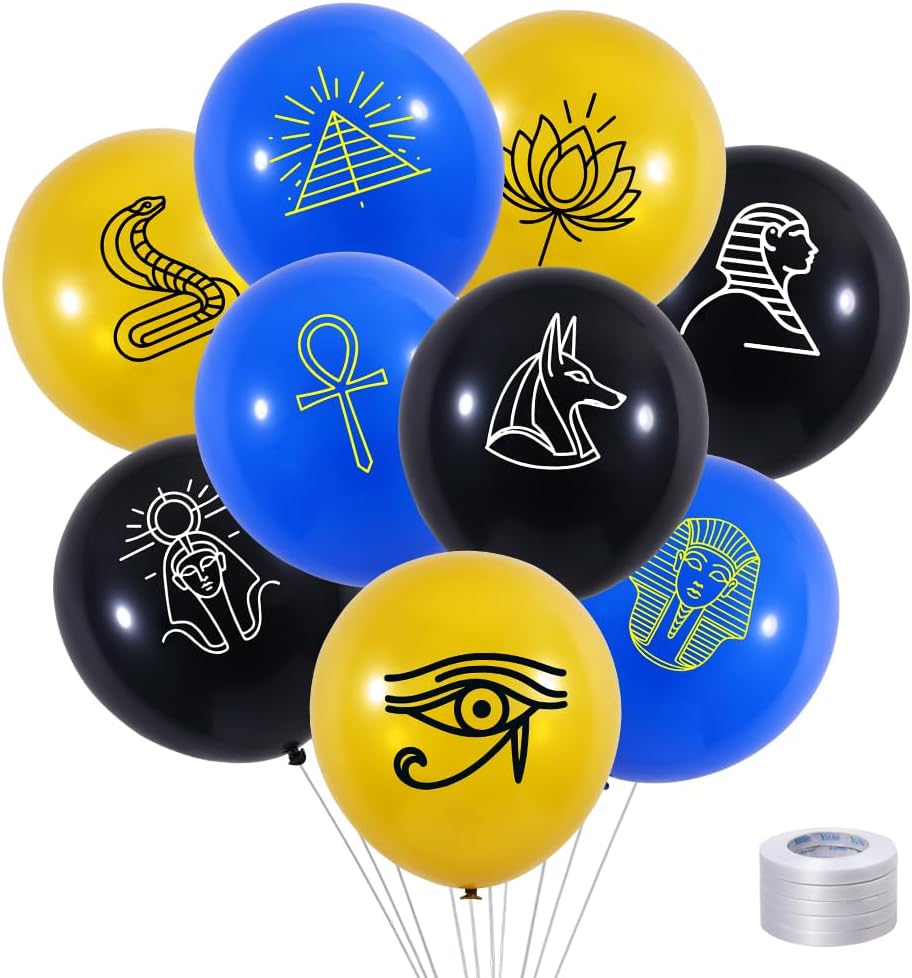 Htabiol 72pcs Ancient Egyptian Balloons, Ancient Egypt Balloon, Ancient Egyptian Decor for Party, Egypt Party Decor, Fit for Ancient Egypt Birthday Party, Egyptian Birthday Party, Cleopatra Party