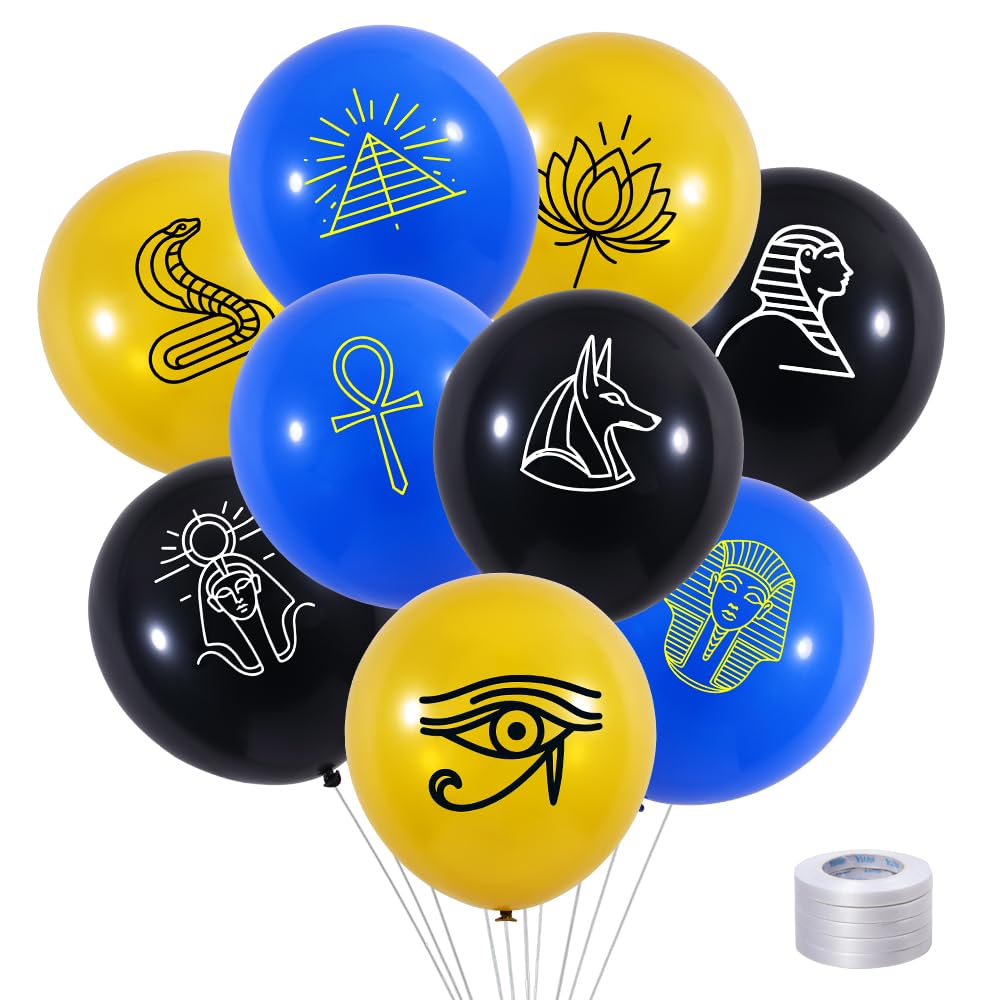 Ancient Egyptian Balloons, 72pcs Ancient Egypt Balloons, Htabiol Egyptian Party Decorations, Egypt Party Decorations, Fit for King Tut and Pharaoh Birthday, Cleopatra Birthday Decor, Pyramid Decor