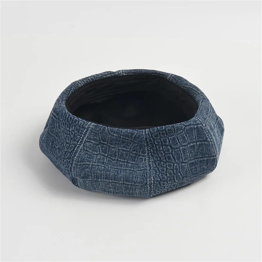 Cute And Cozy Beret For Women's Winter Stylish Pumpkin Hat With Dark Denim Weave