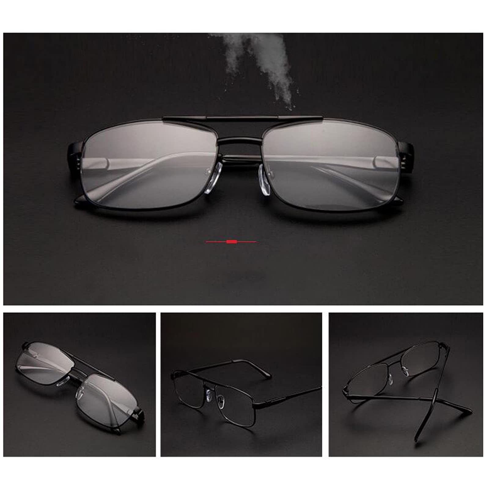 Męskie Okulary Do Czytania Pilota, Modne Okulary Do Czytania Na Komputerze, 1,0, 1,5, 2,0, 2,5, 3,0, 3,5/Black/1.5