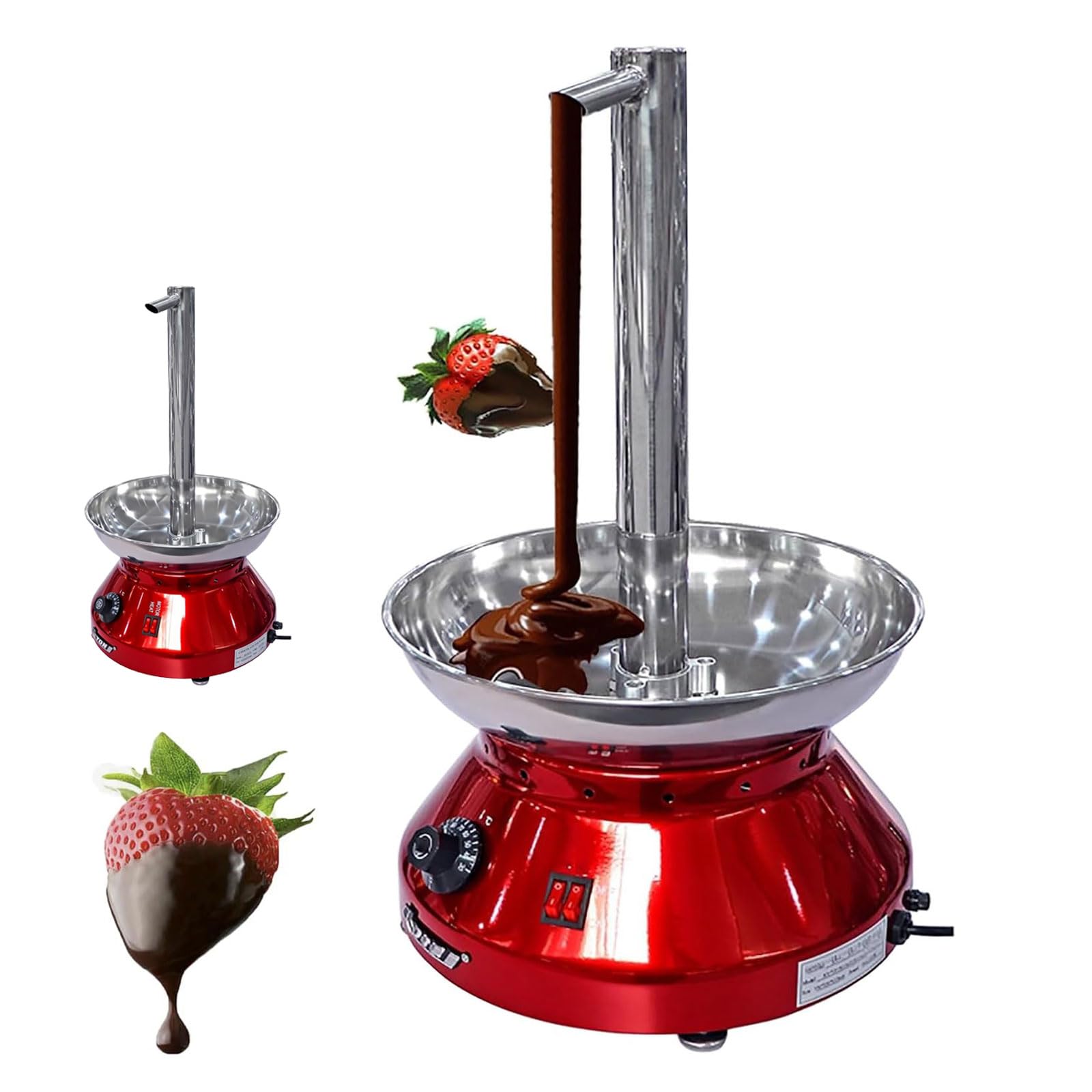 Máquina de fuente de chocolate, fuente eléctrica de fondue con control de temperatura, acero inoxidable, capacidad de 3000 ml para eventos y fiestas