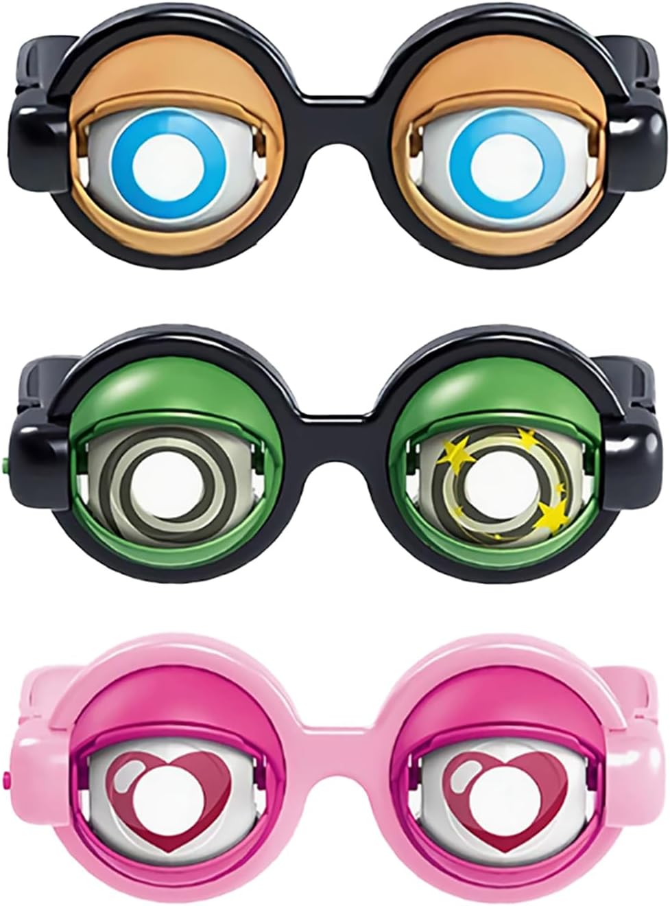 3PCS Funny Glasses for Adults Crazy Eye Glass Googly, Crazy Eyes Glasses, Funny Prop Glasses, Eyes Glasses Adult Size Silly Sunglass With Blinking Eyeball for Party and Performances