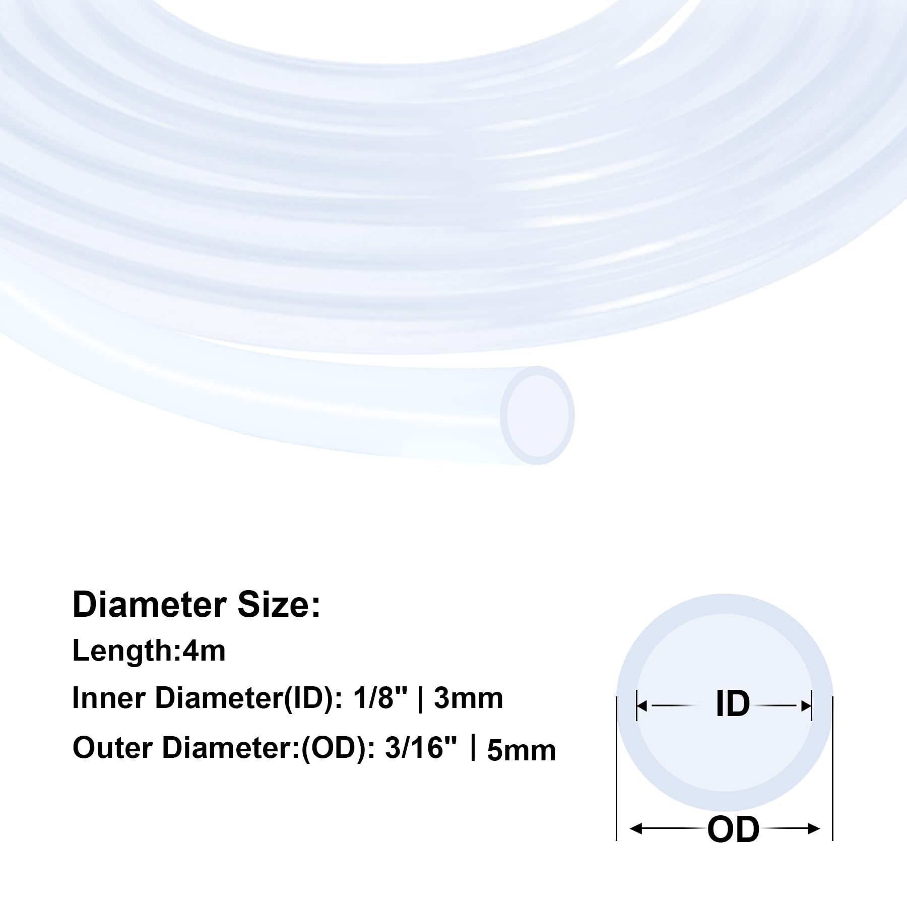 Tubo de silicona Uxcell, 1/4 pulgadas (6 mm) ID x 5/16 pulgadas (8 mm) OD, tubo de vacío de goma de silicona, 11 pies (3.5 m) manguera de agua de alta temperatura aire [Negro] | en línea