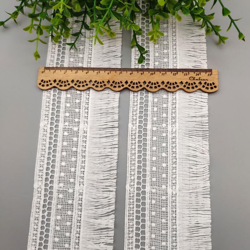 GorinsKani 4Yards Milk Silk Tassel Fringes, Whisker Trims, lace Tassel Trims, Clothing Accessories, lampshade Decorations, Wedding Dresses, DIY Sewing Trims (White A 7CM)