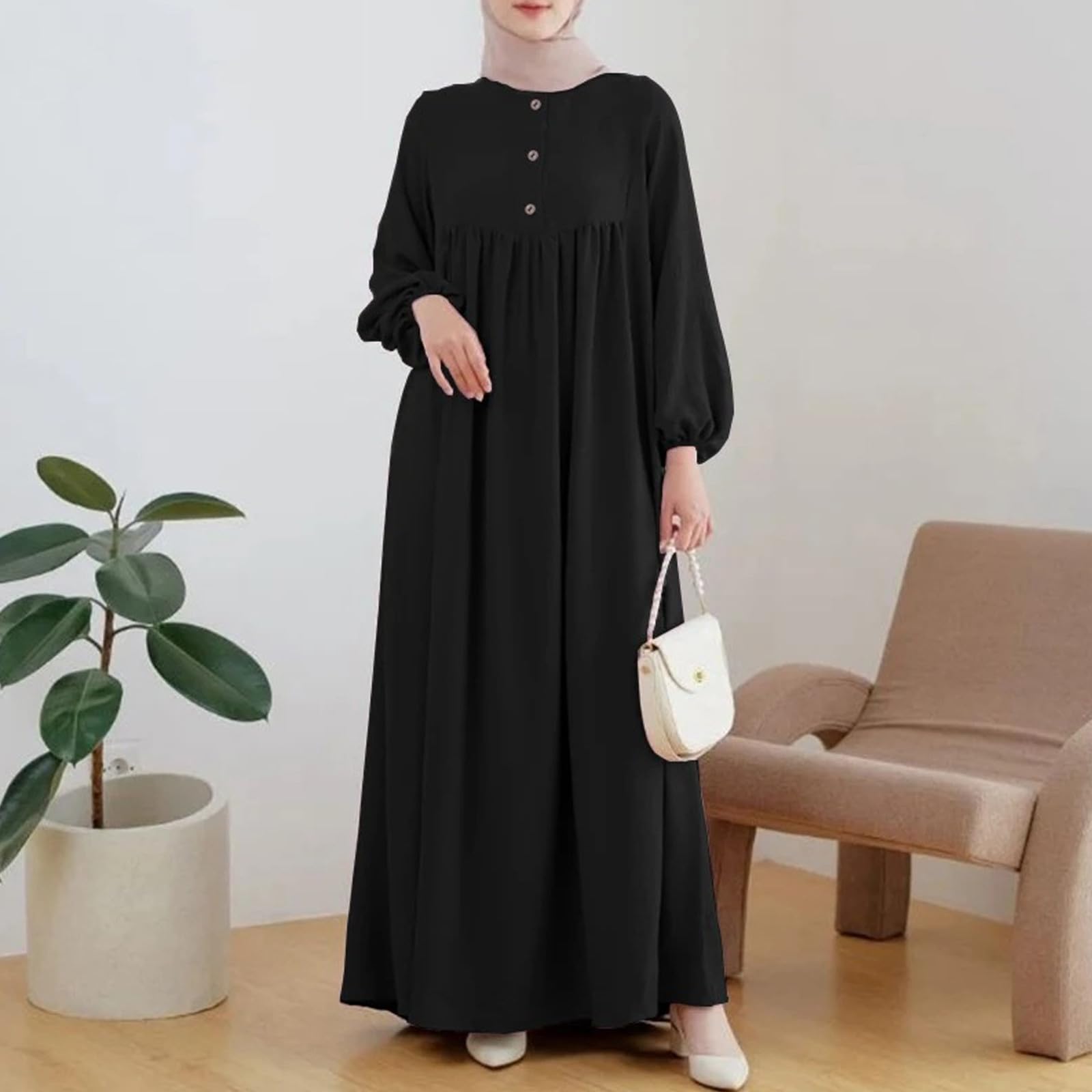 Abaya Damen Baumwolle Set Sommer Frühling Gebetskleid Burka Große Größe Für Frauen Kleidung Abaya-Set Lang Muslim Hijab-Kleid Elegant mit Kopftuch Gebetskleidung Muslimische Islam