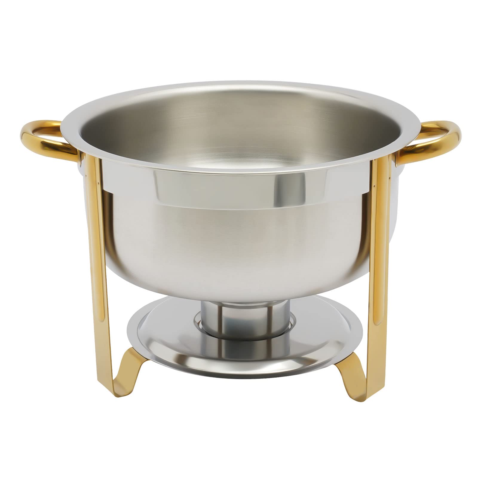 Chafing Dish - Calentador de alimentos (5 L, redondo, 5 L, acero inoxidable, para buffet, catering, gastro y fiesta), color dorado