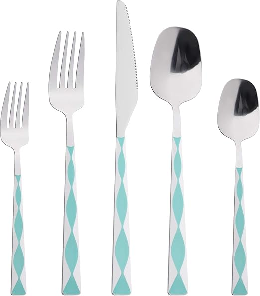 Green Silverware Set, HOFTEN 20 Piece Stainless Steel