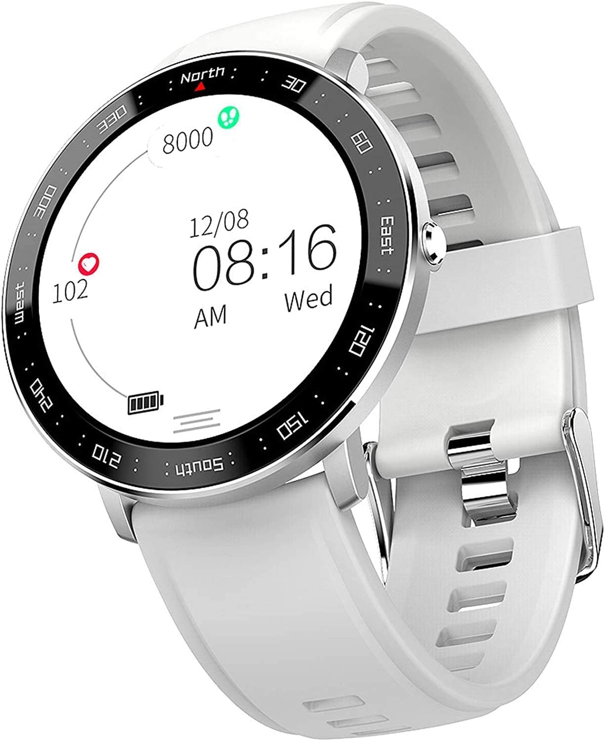 Inteligentny zegarek, wysokiej klasy modne zegarki męskie i damskie, sfigmomanometr, telefon komórkowy Bluetooth 5.0, telefon synchroniczny, Wechat (biały)