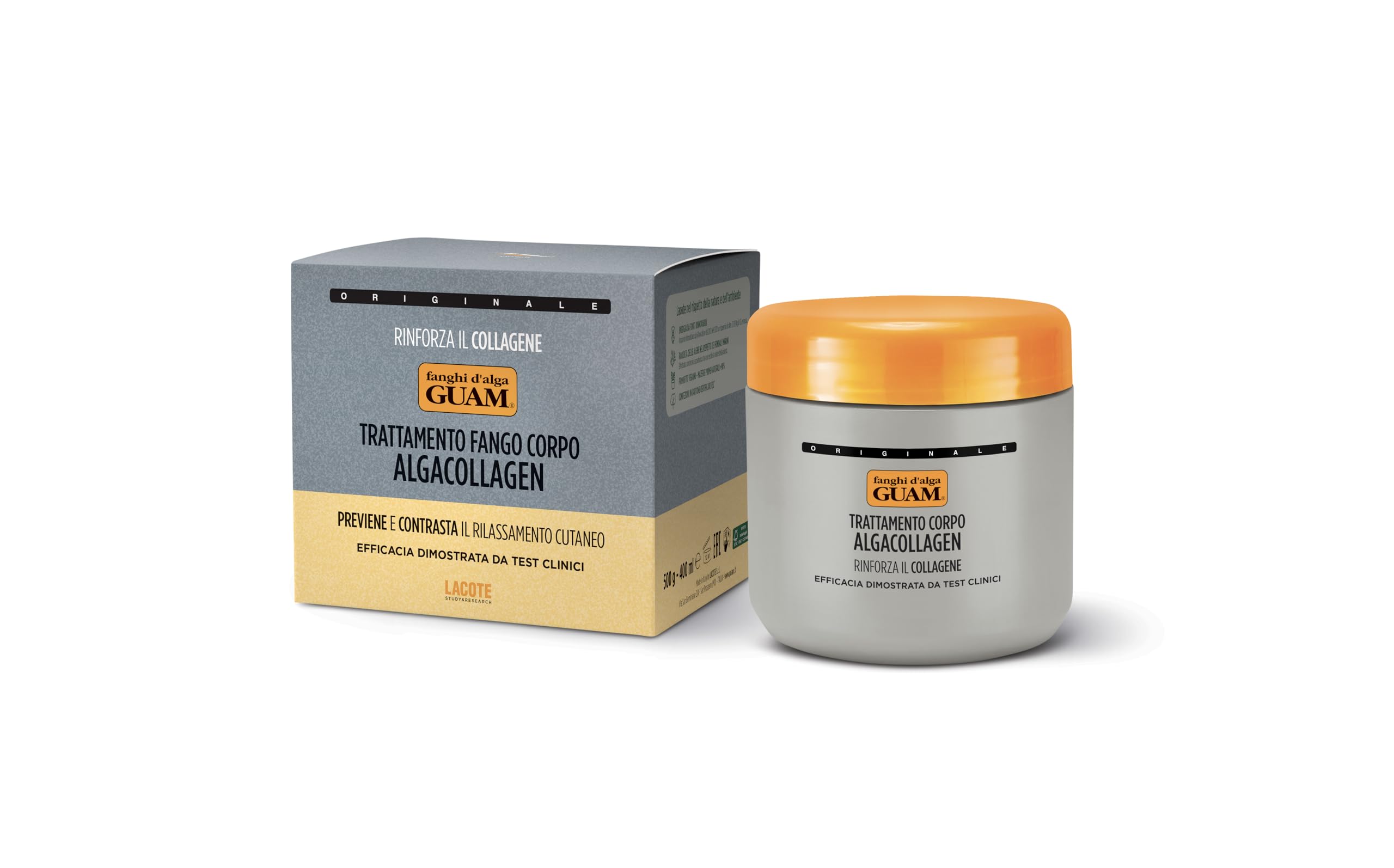 GuamAlgacollagen Body Mud Treatment, Strengthens Collagen, Prevents Skin Sagging, with Guam Algae, Made in Italy, 500 g