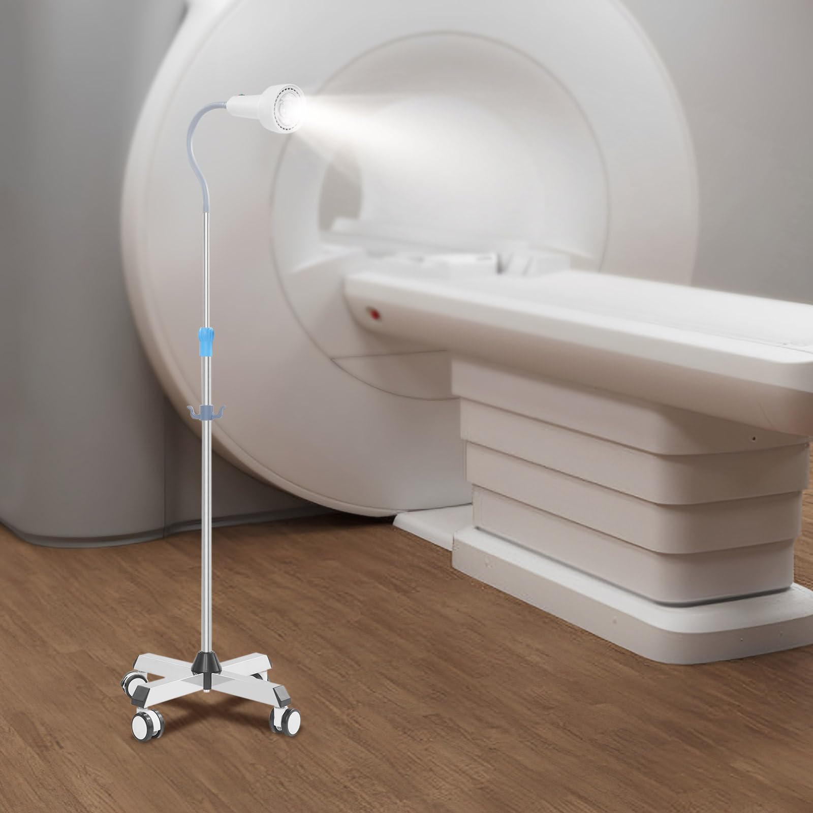 Lampada da studio mobile, altezza regolabile, lampada da terra Dental Mobile LED con 4 ruote universali, 2 con freni, girevole a 360°, ambulanza, ginecologia, saloni di bellezza