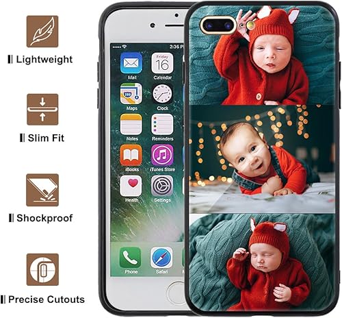 Miniatura 6 de GHS-TMP043 - Funda de teléfono personalizada para Apple iPhone 7 Plus 8 Plus, vidrio templado antiarañazos, a prueba de golpes, suave, funda de TPU