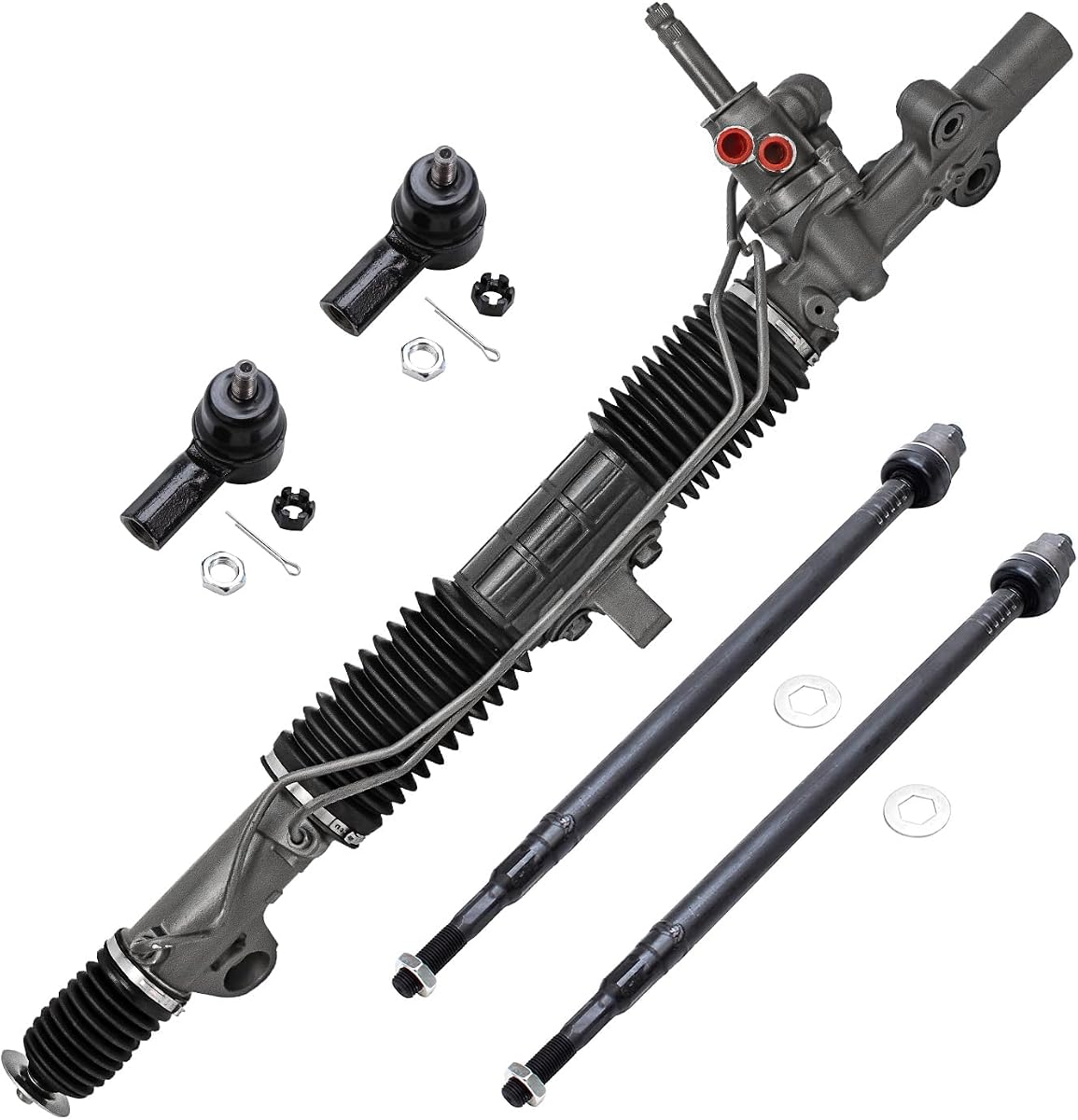 Detroit Axle - Kit de piñón y cremallera delantera para Honda Civic Acura EL 2001-2005 | Conjunto completo de piñón y cremallera de dirección asistida, extremos de barra de acoplamiento interior exterior, reemplazo 2002 2003 2004
