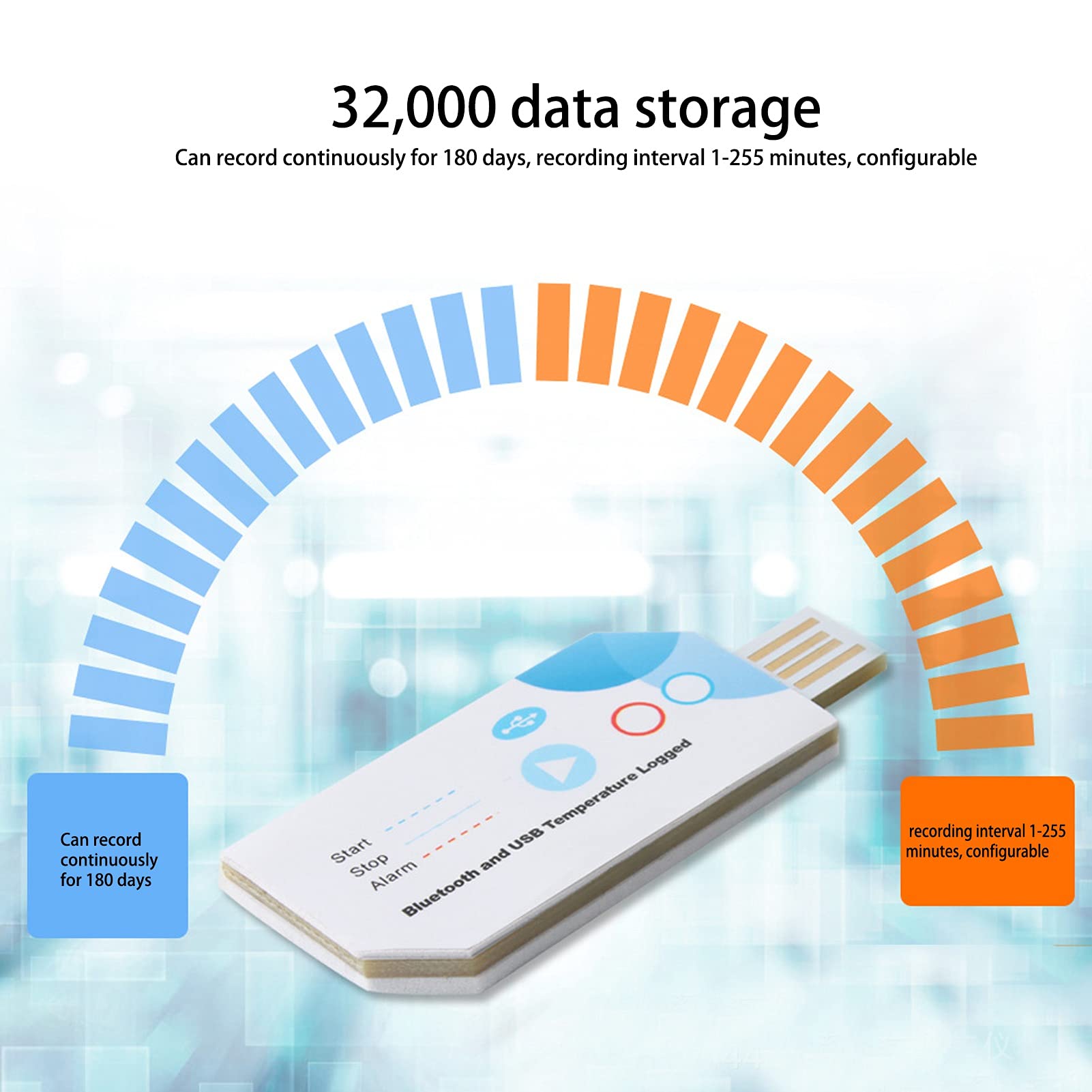 FLEXMAN USB Temperature Data Logger Recorder, 000 Data Storage USB Recorder Accessory for Detect, Track, and Record Cold Chain Temperature