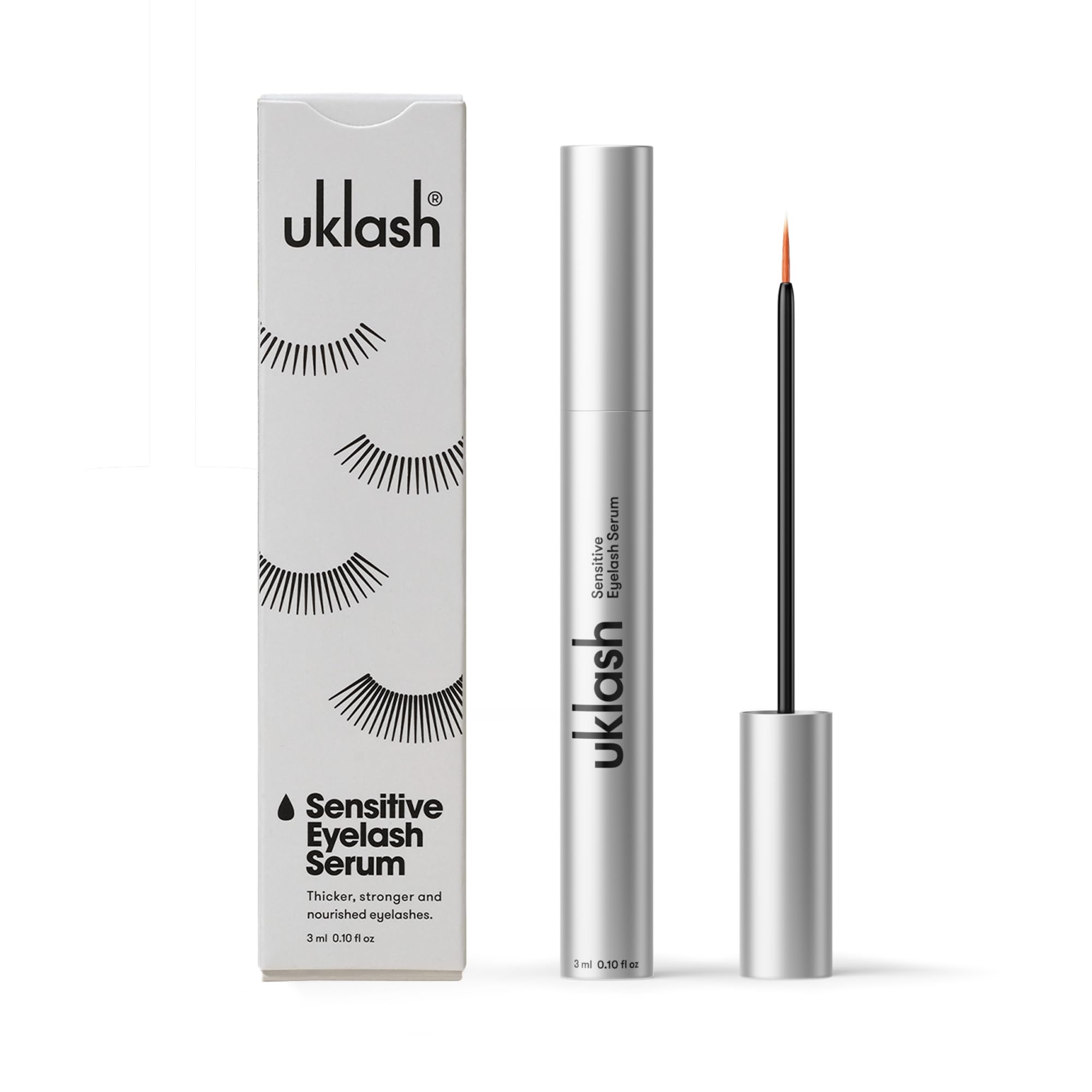 UKLASH | Siero per Ciglia Sensibili- 3ml - per Ciglia più Folte, a base di Peptidi, Vegani e studiati, per occhi sensibili